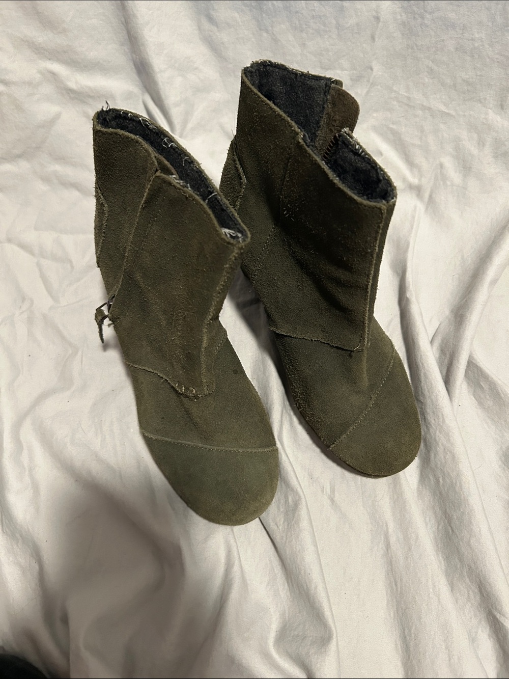 Toms Olive Suede Women's Ankle Booties